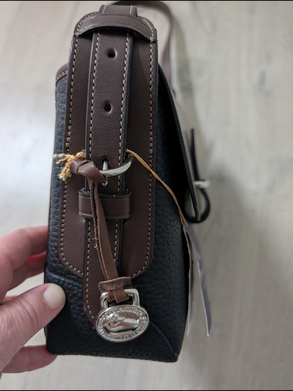 Dooney & Bourke Brown and Black Pebbled Leather Crossbody - Picture 6 of 14
